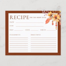 Tarjeta de receta de ducha de Naranja floral acuát