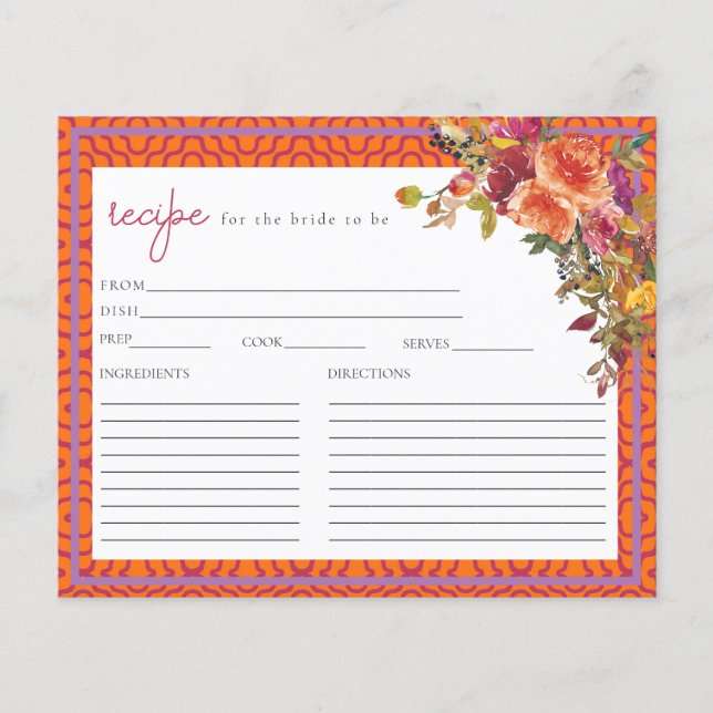 Tarjeta de receta de ducha de novia acuática Fuchs (Anverso)