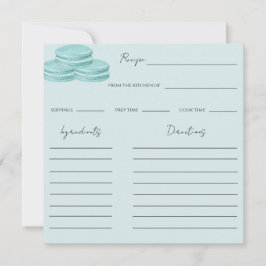 Tarjeta de receta de ducha de novia azul turquesa