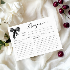 Tarjeta de receta de ducha de novia Black Bow