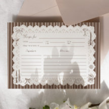 Tarjeta de receta de ducha de novia Brown Laced in