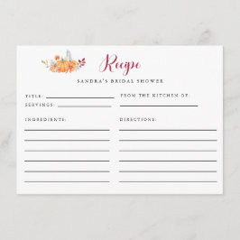 Tarjeta de receta de ducha de novia Calabaza de ot