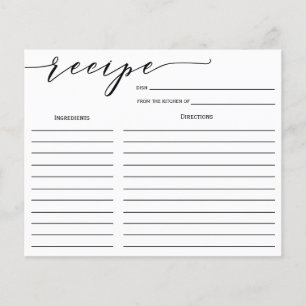 Tarjeta de receta de ducha de novia caligráfica