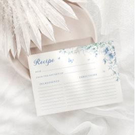 Tarjeta de receta de ducha de novia china azul y b