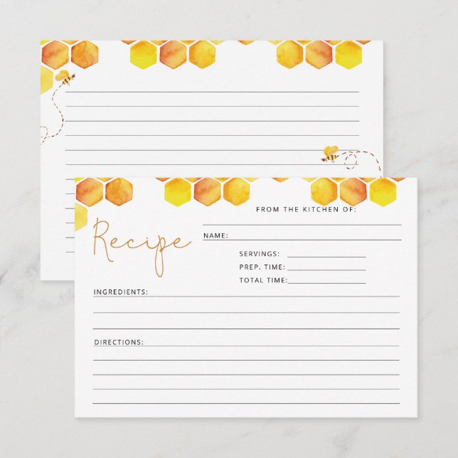 Tarjeta de receta de ducha de novia con abejas col (Anverso / Reverso)