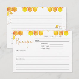 Tarjeta de receta de ducha de novia con abejas col