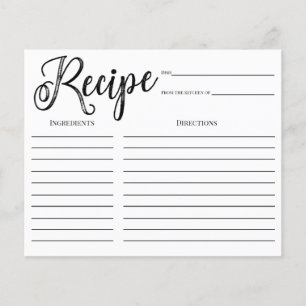 Tarjeta de receta de ducha de novia con caligrafía