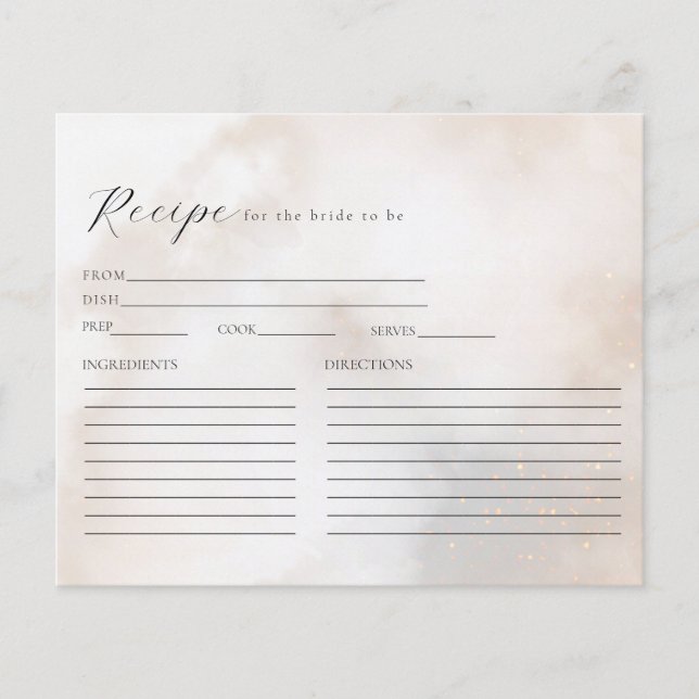 Tarjeta de receta de ducha de novia con crema de c (Anverso)