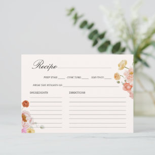 Tarjeta de receta de ducha de novia con flores de 