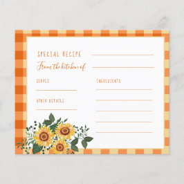 Tarjeta de receta de ducha de novia con girasol de