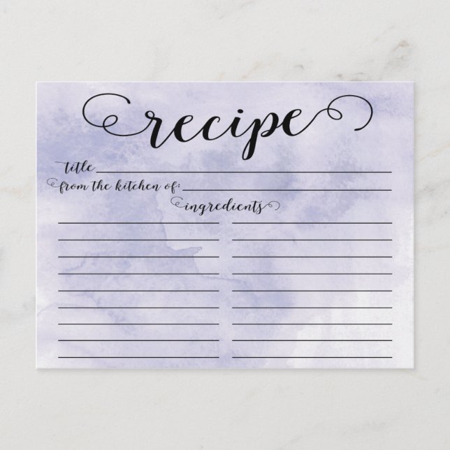 Tarjeta de receta de ducha de novia con guión de c (Anverso)