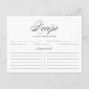 Tarjeta de receta de ducha de novia con guión eleg