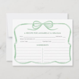Tarjeta de Receta de Ducha de Novia con Lazo Verde