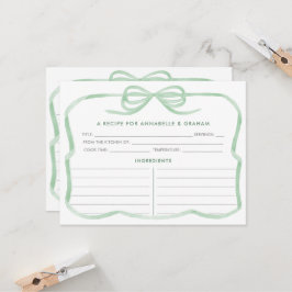 Tarjeta de Receta de Ducha de Novia con Lazo Verde