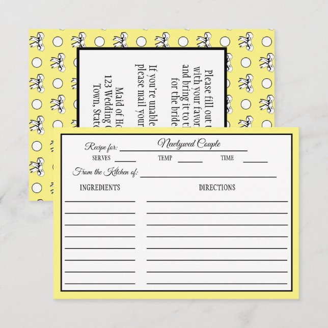 Tarjeta de receta de ducha de novia con puntos de  (Anverso / Reverso)