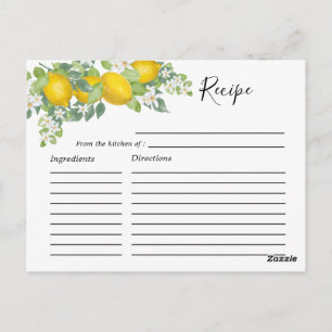 Tarjeta de receta de ducha de novia con tema de li