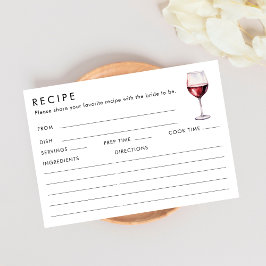 Tarjeta de receta de ducha de novia con tema de vi