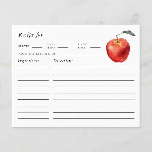 Tarjeta de receta de ducha de novia de Apple rusa (Anverso)