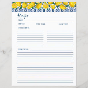 Tarjeta de receta de ducha de novia de baldosas az