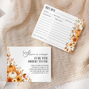 Tarjeta de Receta de Ducha de Novia de Calabaza pa