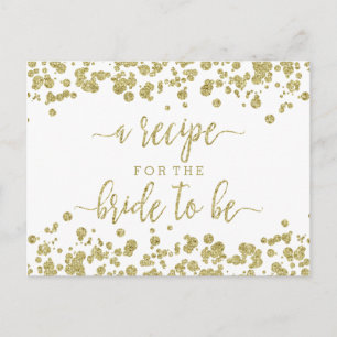 Tarjeta de receta de ducha de novia de confetti bl