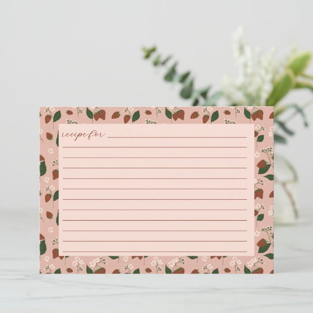 Tarjeta de receta de ducha de novia de fresas de v (Anverso de pie)