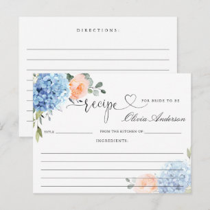 Tarjeta de receta de ducha de novia de Hortensia A