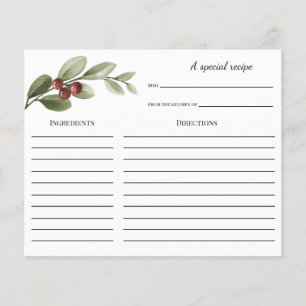 Tarjeta de receta de ducha de novia de la sucursal