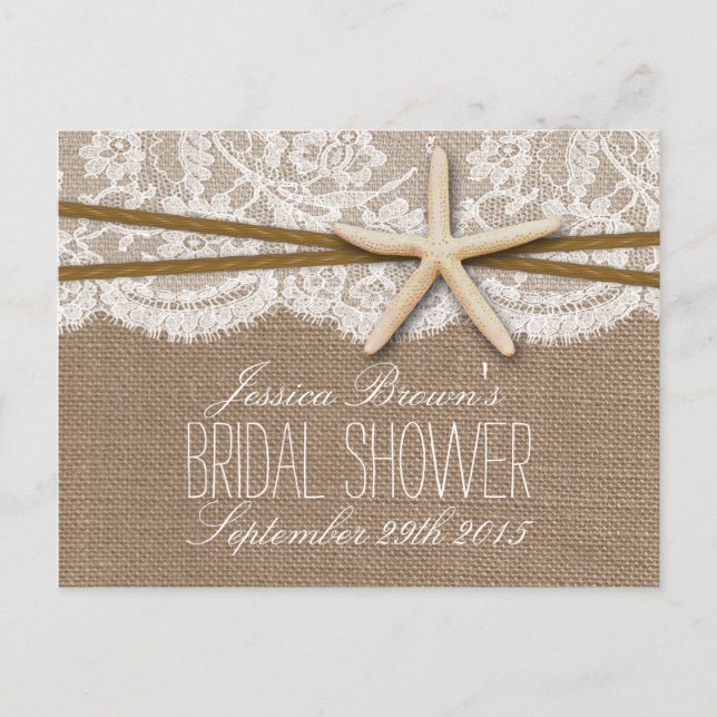 Tarjeta de receta de ducha de novia de Starfish Be (Anverso)