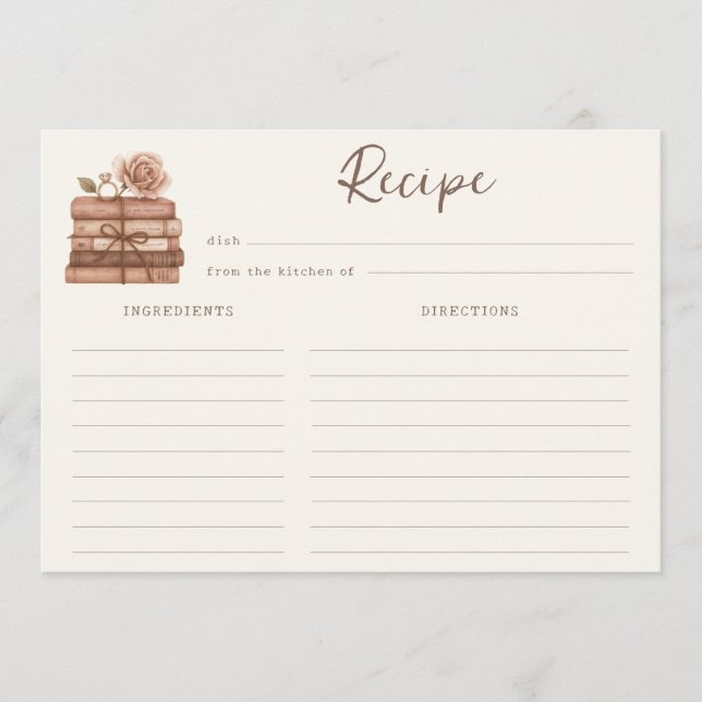 Tarjeta de receta de ducha de novia de un nuevo ca (Anverso)
