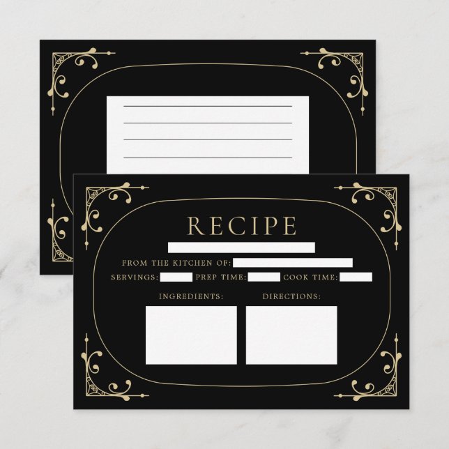 Tarjeta de receta de ducha de novia decorativa ret (Anverso / Reverso)