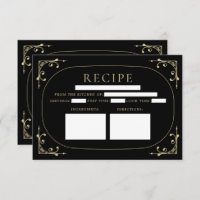 Tarjeta de receta de ducha de novia decorativa ret