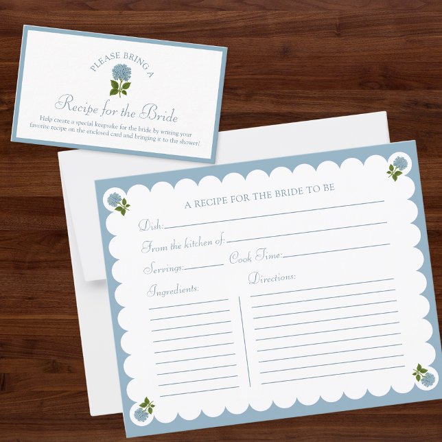 Tarjeta de receta de ducha de novia Dusty Blue Flo (Subido por el creador)