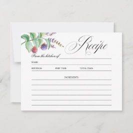 Tarjeta de Receta de Ducha de Novia Elegante Botán