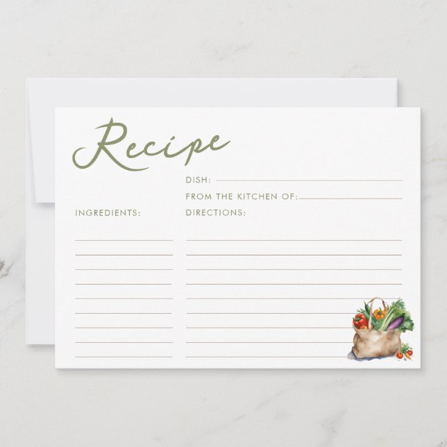 Tarjeta de receta de ducha de novia en el mercado  (Anverso)