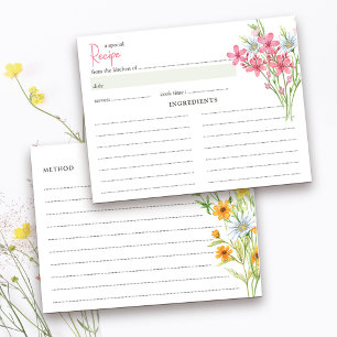 Tarjeta de receta de ducha de novia en pradera de 
