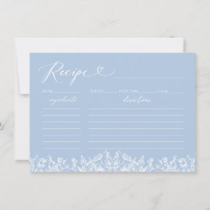 Tarjeta de receta de ducha de novia floral azul vi