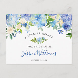 Tarjeta de receta de ducha de novia floral Blue Hy