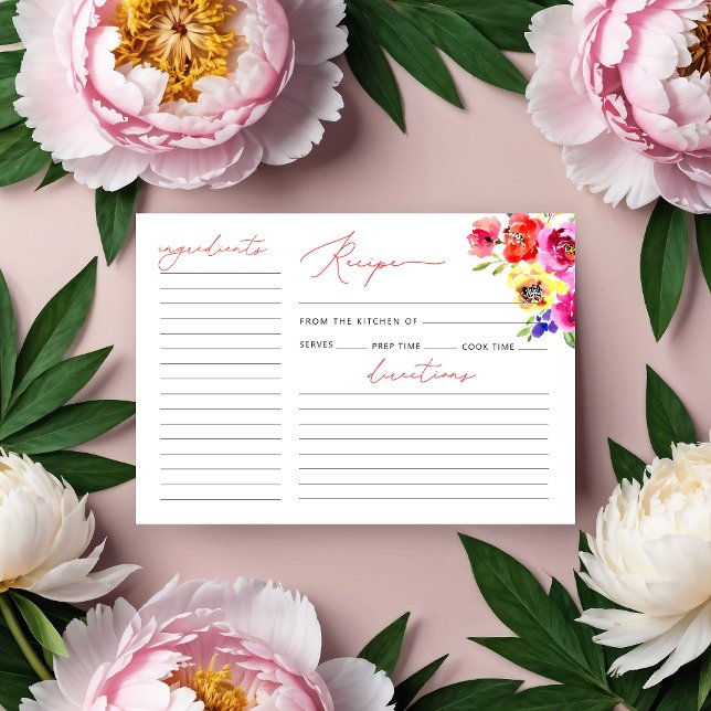Tarjeta de receta de ducha de novia floral brillan (Subido por el creador)
