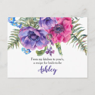 Tarjeta de receta de ducha de novia floral de Anem
