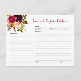 Tarjeta de receta de ducha de novia floral de Borg