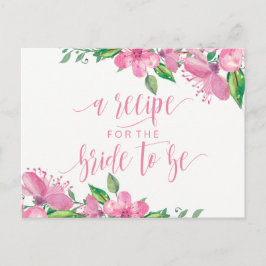 Tarjeta de receta de ducha de novia floral de colo
