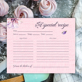 Tarjeta de receta de ducha de novia floral de colo