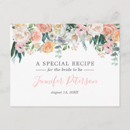 Tarjeta de receta de ducha de novia floral de jard