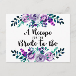 Tarjeta de receta de ducha de novia floral de ment