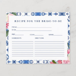 Tarjeta de receta de ducha de novia floral italian