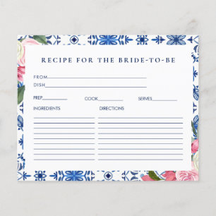 Tarjeta de receta de ducha de novia floral italian