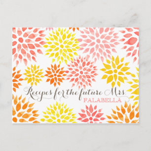 Tarjeta de receta de ducha de novia floral moderna