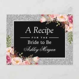 Tarjeta de receta de ducha de novia floral Purpuri