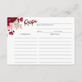 Tarjeta de receta de ducha de novia floral rosa de